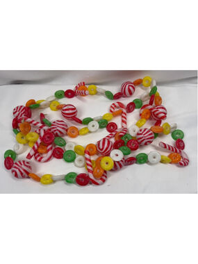 Vintage Blow Mold Sugared Candy Garland Cane Lifesaver 8ft Christmas Holiday